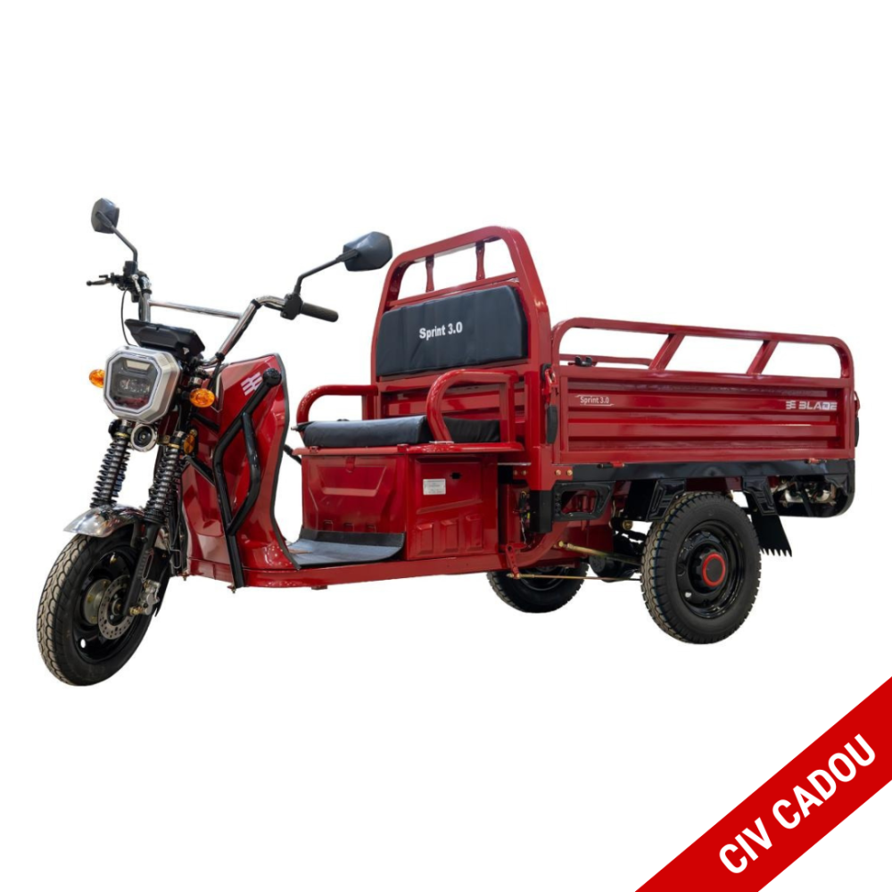 Triciclu electric cargo BLADE Sprint 3.0 Rosu-Negru 2000W - CIV inclus [1]