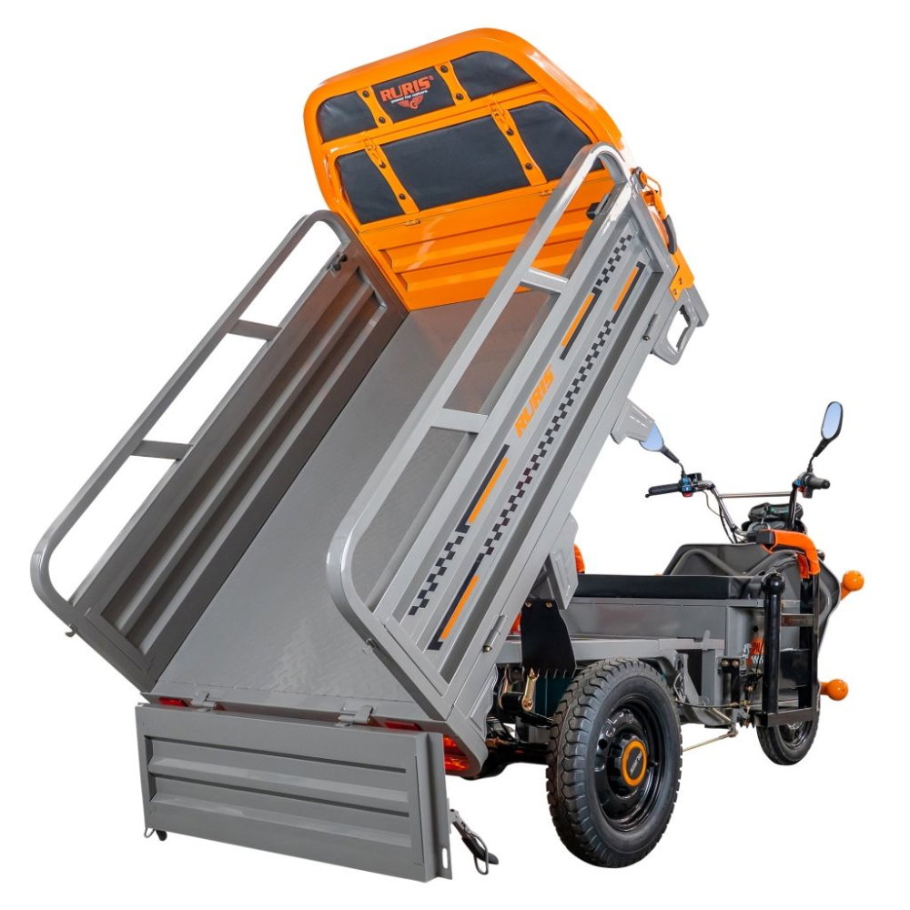 Triciclu electric cargo RURIS Pilot 3120G GRI 2000W, autonomie pana la 70 km, bena basculabila, reductor forta, CIV inclus [23]