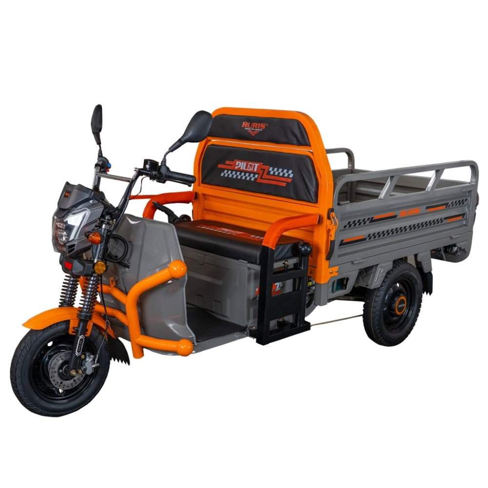 Triciclu electric cargo RURIS Pilot 3120G GRI 2000W, autonomie pana la 70 km, bena basculabila, reductor forta, CIV inclus [7]
