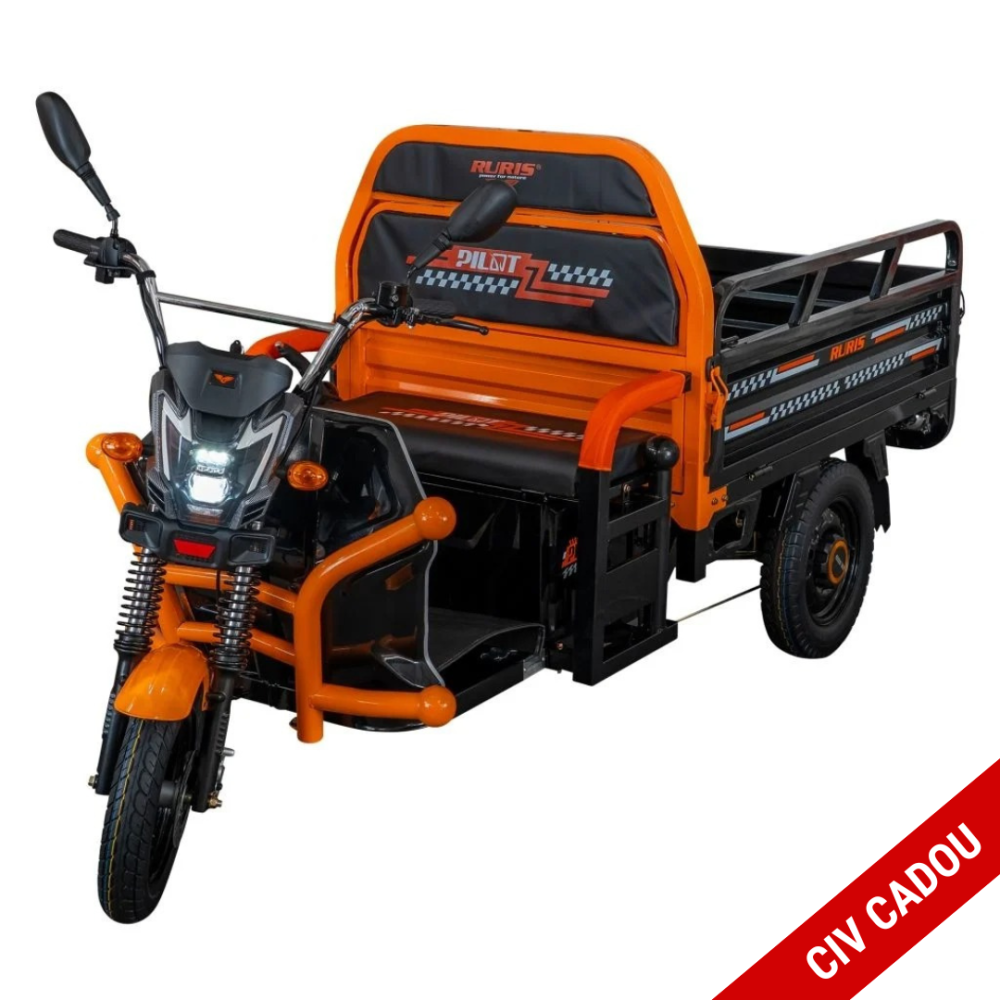 Triciclu electric cargo RURIS Pilot 3120N Negru, 2000W, autonomie pana la 70 km, bena basculabila, reductor forta, CIV inclus [1]