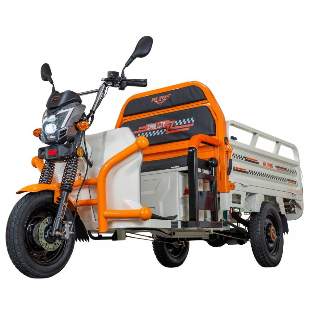 Triciclu electric cargo RURIS Pilot 3120A ALB 2000W, autonomie pana la 70 km, bena basculabila, reductor forta, CIV inclus [3]