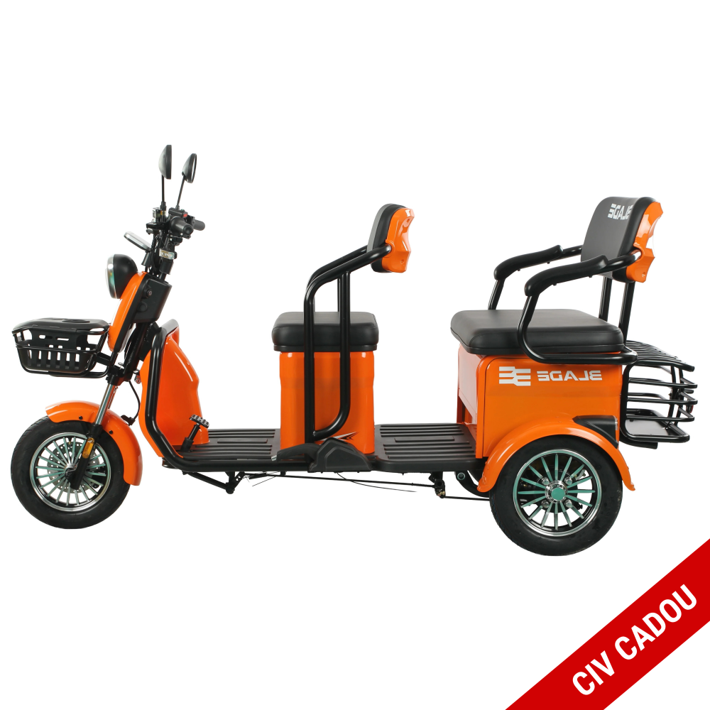 Triciclu electric persoane BLADE TRIP X2 Portocaliu-Negru 2000W, 2 locuri - CIV inclus [1]