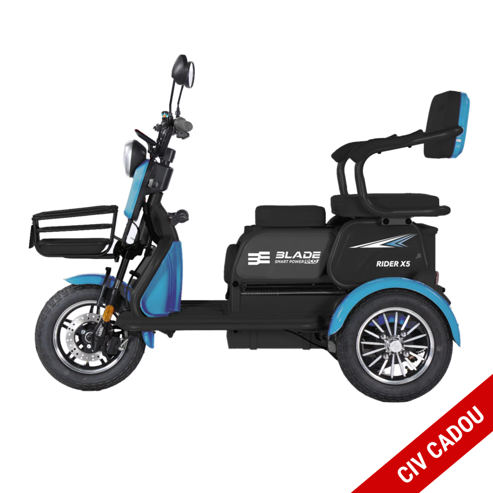 Triciclu electric persoane BLADE VIVA 14, 1200W, Albastru/Negru, autonomie pana la 50 km, CIV inclus [1]
