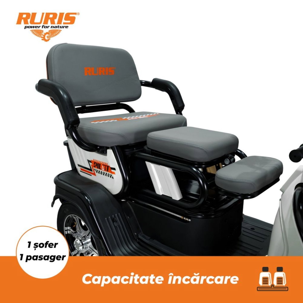 Triciclu electric RURIS Pilot 3010A alb, 1600W, fara permis, autonomie 50 km [6]