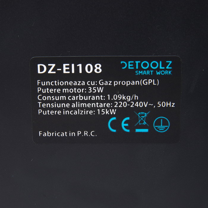Tun de caldura pe gaz GPL Detoolz DZ-EI108 220-240V 50Hz 15KW [9]