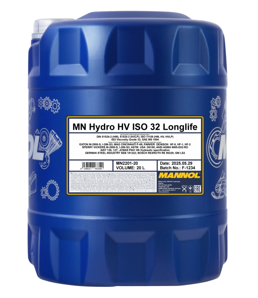 Ulei hidraulic MANNOL Hydro HV ISO 32 Longlife 2201, HVLP, 20 L [1]
