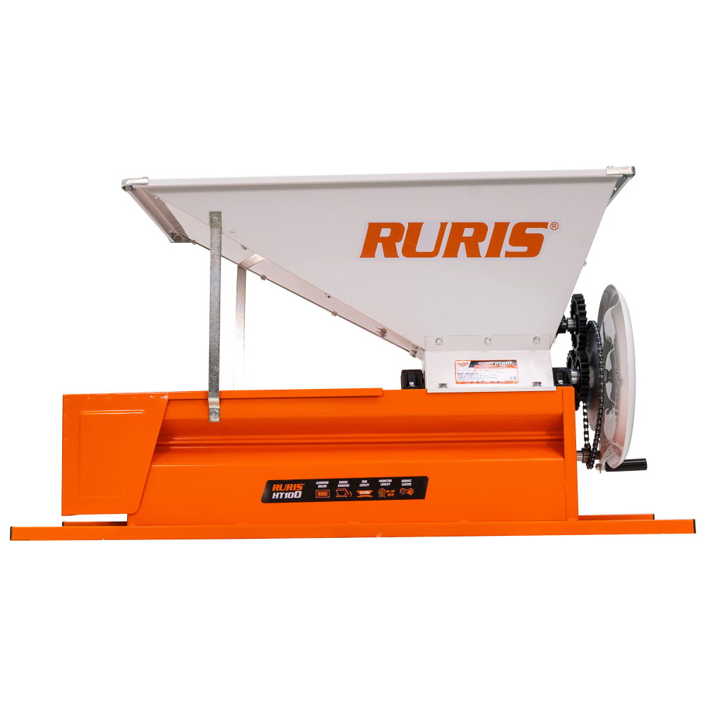Zdrobitor manual cu desciorchinare RURIS HT100, cuvă 57 L, 800-1000 kg/h, role aluminiu [2]