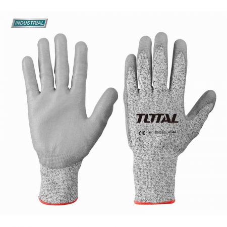 Manusi si palmare - TOTAL - Manusi de protectie - PU + HPPE + textil - rezistente la taiere - XL (INDUSTRIAL)