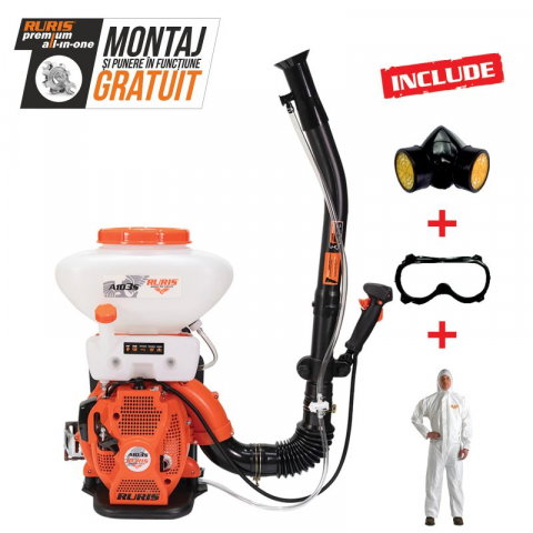 Curte, gradina, microferme - Atomizor RURIS A103 S + kit echipament de lucru 3 CP, 16L, 2 timpi, 44 cmc
