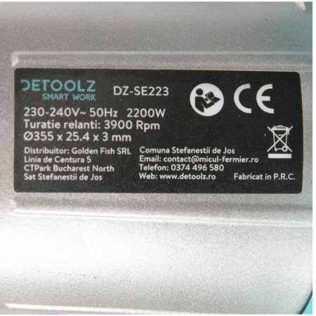 Circular debitat metal Detoolz DZ-SE223 2200W 3900rpm [6]