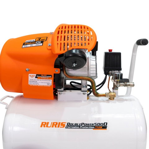 Compresor de aer RURIS Double Power 5000, 50 L, 3 CP, 2 cilindri [4]