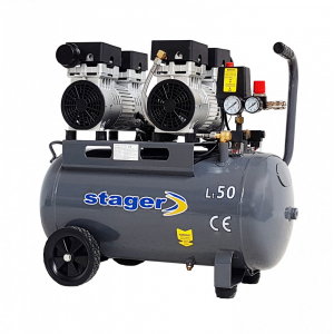 Compresoare - Stager HM0.75x2JW/50 compresor aer, 50L, 8bar, 270L/min, monofazat, angrenare directa, silentios - Resigilat