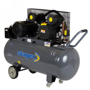 Compresoare - Compresor aer Stager HMV0.6/200 4530106200, 200L, 8bar, 600L/min, trifazat, angrenare curea