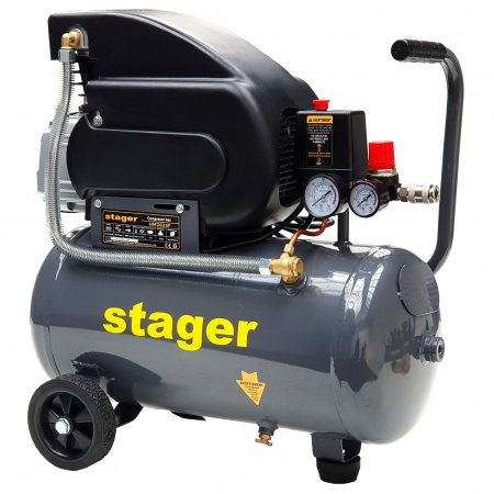 Compresoare - Compresor aer Stager HM2024F 4530102024, 24L , 8bar, 200L/min, monofazat, angrenare directa
