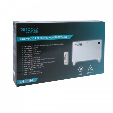 Convector electric Detoolz DZ-EI114 1000W/2000W, alb, wifi [10]