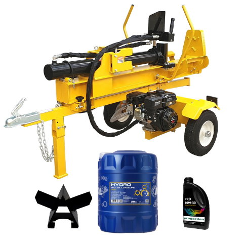 Curte, gradina, microferme - Despicator busteni ProGARDEN LS22T-1050 51300LS22, 22T, benzina, tractabil, Dmax 500mm + accesoriu despicare in cruce + ulei de motor si ulei hidraulic Mannol