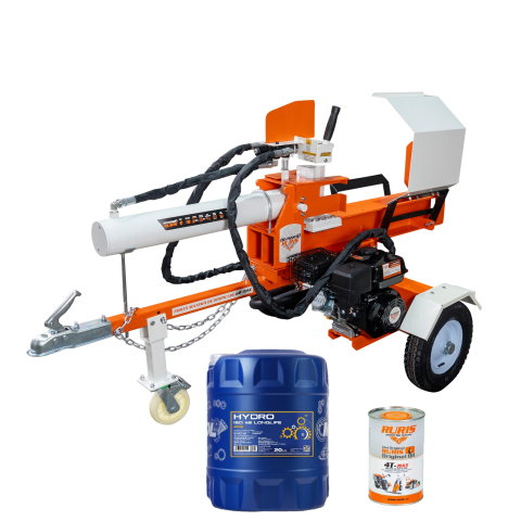 Curte, gradina, microferme - Despicator lemne RURIS DLVH2200, 22T, benzina, 7 CP, tractabil, Dmax 500mm + ulei hidraulic Mannol si ulei motor