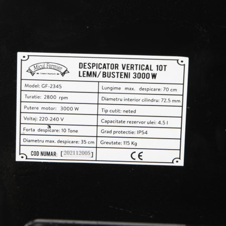 Despicator busteni Micul Fermier GF-2345 vertical, forta despicare10T, putere motor 3 kW [5]
