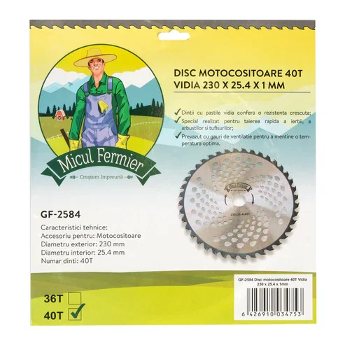 Accesorii motocoase si trimmere - Disc motocositoare 40T Vidia 230 x 25.4 x 1mm