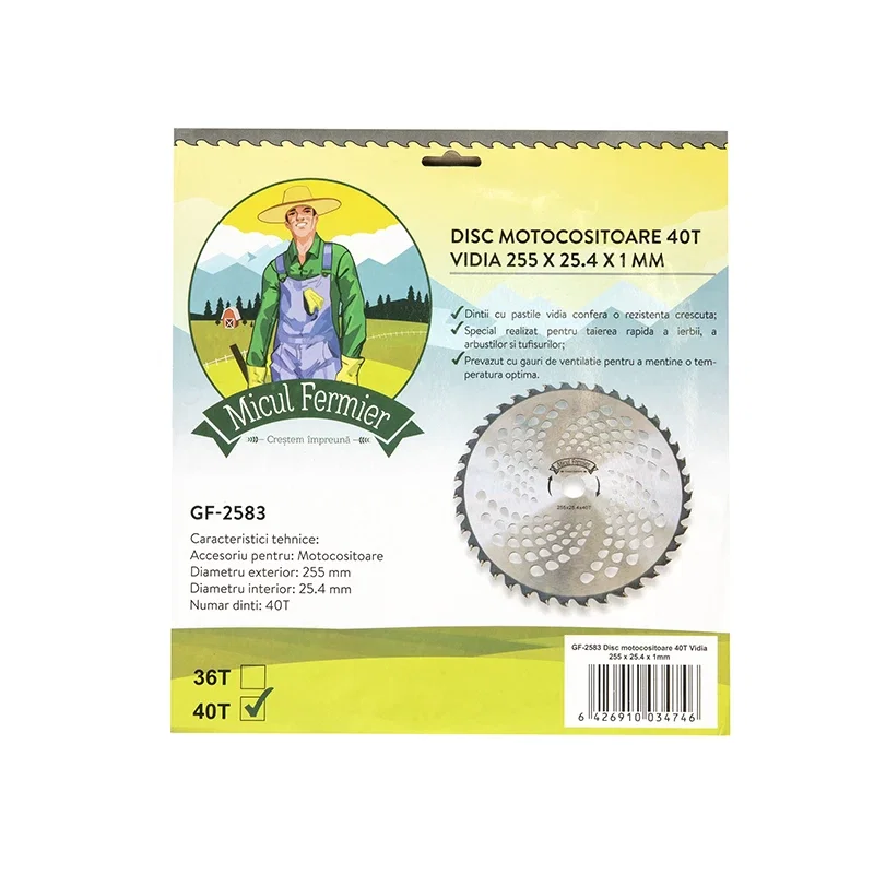 Accesorii motocoase si trimmere - Disc motocositoare 40T Vidia 255 x 25.4 x 1mm