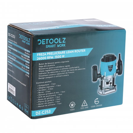 Freza prelucrare lemn Router Detoolz DZ-C253 26000 rpm, 1500 W [2]