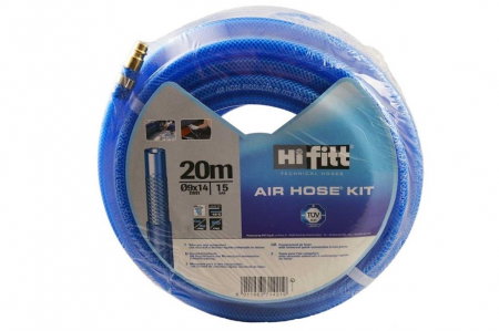 Accesorii compresoare - Furtun de presiune fitt 20 m 15 bar 9x14 mm, cuple rapide, 3 straturi PVC si insertie textila