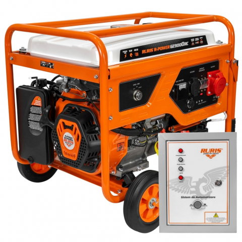 Generatoare de uz general - Generator curent R-Power GE 9000 RC ATS trifazat 7,5 kw, benzina, pornire electrica, telecomanda cu automatizare