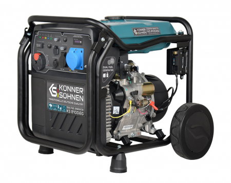 Generatoare digitale - Generator curent tip inverter hibrid benzina/GPL Konner & Sohnen KS 8100iEG, 8.0 kW, digital, 16 hp, 1х16А, 1x32A, pornire electrica, consum redus, LED display, protectii automate, bobinaj cupru