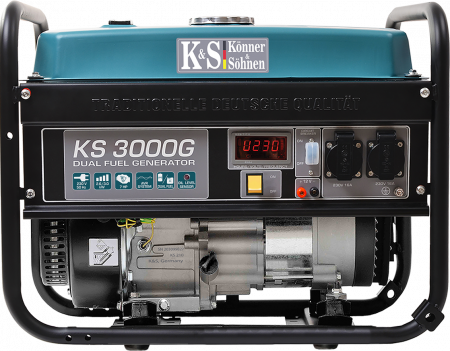 Generatoare de uz general - Generator de curent pe gaz / benzina Konner & Sohnen KS 3000G, 3.0 kW, benzina, 7.0 CP, monofazat, AVR, bobinaj cupru