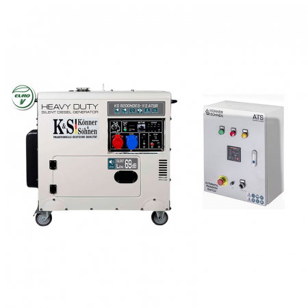 Generatoare insonorizate - Generator de curent diesel Konner & Sohnen KS 9200HDES-1/3 ATSR Silent, 7.5kW, insonorizat, Diesel Euro 5, monofazat/trifazat, 18CP cu automatizare KS ATS 4/63HD