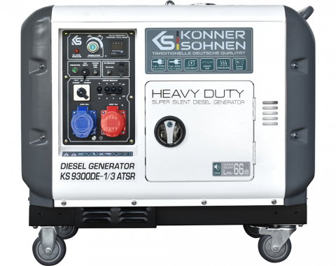 Generatoare insonorizate - Generator de curent diesel Konner & Sohnen KS 9300DE-1/3 ATSR SUPER SILENT, 230/400V, max. 7.5kW, motor Diesel 18CP, insonorizat, EURO 5