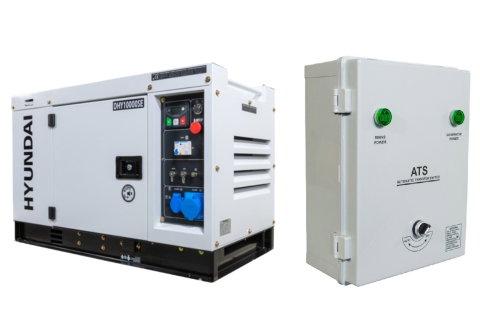 Generator de curent monofazat cu motor diesel Hyundai DHY-10000SE, insonorizat, 8.5 kW + ATS monofazat [0]