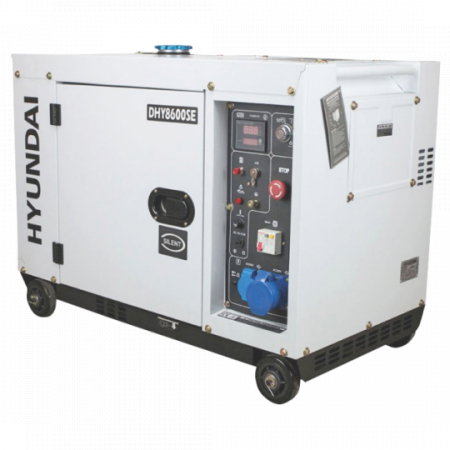 Generatoare electrice - Generator de curent monofazat cu motor diesel HYUNDAI DHY8600SE insonorizat, 6,5 kVA