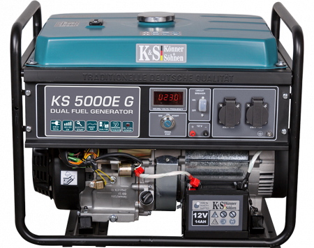 Generatoare de uz general - Generator de curent pe gaz / benzina Konner & Sohnen KS 5000E G, 4.5 kW, benzina / GPL, 13 CP, monofazat, AVR, bobinaj cupru, pornire electrica