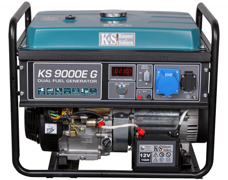 Generatoare de uz general - Generator de curent pe gaz / benzina Konner & Sohnen KS 9000E G, 6.5 kW, benzina / GPL, 16 CP, monofazat, AVR, bobinaj cupru, pornire electrica