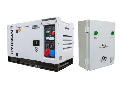 Generator de curent trifazat cu motor diesel Hyundai DHY-10000SE-T, insonorizat, 10.6 kVA + ATS trifazat [0]