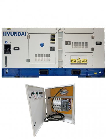 Generatoare insonorizate - Generator de curent trifazat cu motor diesel HYUNDAI DHY100L, 1500 RPM, insonorizat, rezervor 260 L, 88 kw, 100 KVA + ATS