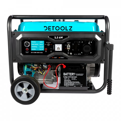 Generatoare electrice - Generator Detoolz DZ-C288-S001-G02, 5.5kW, pornire electrica, roti transport, rezervor 25L, autonomie 10 ore
