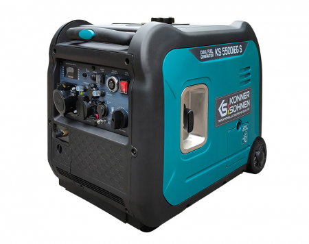 Generator hibrid tip invertor Könner&Söhnen KS 5500iEG S, monofazat, portabil, 5.5 kW, 9.5 cp, pornire manuala/electrica, 230 V, model motor KS 330i, bobinaj cupru, protectii automate, GPL/benzina [2]