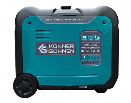 Generator hibrid tip invertor Könner&Söhnen KS 5500iEG S, monofazat, portabil, 5.5 kW, 9.5 cp, pornire manuala/electrica, 230 V, model motor KS 330i, bobinaj cupru, protectii automate, GPL/benzina [6]