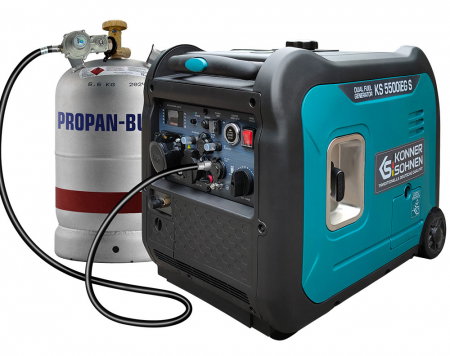Generatoare digitale - Generator hibrid tip invertor Könner&Söhnen KS 5500iEG S, monofazat, portabil, 5.5 kW, 9.5 cp, pornire manuala/electrica, 230 V, model motor KS 330i, bobinaj cupru, protectii automate, GPL/benzina