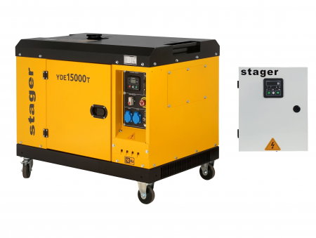 Generator Stager YDE15000T 12 kVA Diesel, monofazat, insonorizat, 48A, 3000rpm cu automatizare trifazata 115800YA40063F12STA [0]