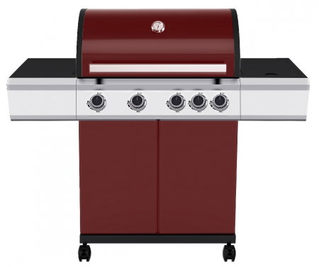 Gratare gradina - Gratar Tarrington House Moncton PAXTON cu 4+1 arzatoare, grill de fonta 73x41,5 cm, butoane cu led, aprindere electrica, rosu