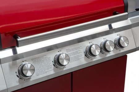 Gratar Tarrington House Moncton PAXTON cu 4+1 arzatoare, grill de fonta 73x41,5 cm, butoane cu led, aprindere electrica, rosu [1]