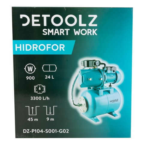 Hidrofor Detoolz 0.9 kW, debit maxim 3300l/h, inaltime maxima pompare 45m, corp pompa fonta, butelie 24L [2]