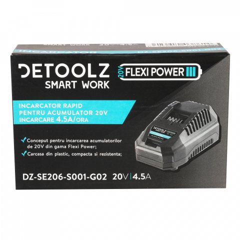 Incarcator rapid, Detoolz, pentru acumulator 20V, incarcare 4.5A/h [8]