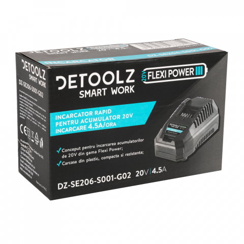 Incarcator rapid, Detoolz, pentru acumulator 20V, incarcare 4.5A/h [1]