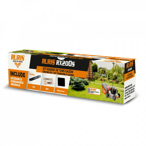 Accesorii utilaje agricole - Kit mașină de tuns gazon RURIS RX200S (cutit mulching, curea, filtru aer, bujie, kit surub)