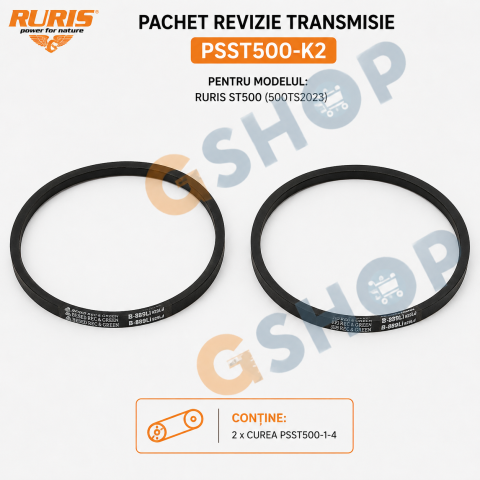 Accesorii utilaje agricole - Kit transmisie PSST500-K2 pentru Tocator RURIS ST500 - 2 curele originale PSST500-1-4