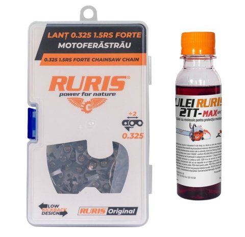 Accesorii curte si gradina - Lant drujba RURIS 40 cm 0.325 1.5 RS FORTE + 125 ml ulei RURIS 2T cadou - compatibil RM450